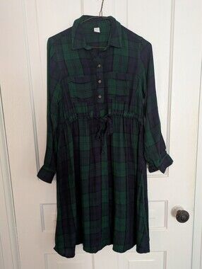 Old Navy Blue & Green Plaid Maternity Dress